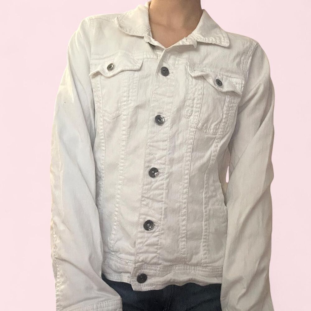 2000s classy white demin jacket